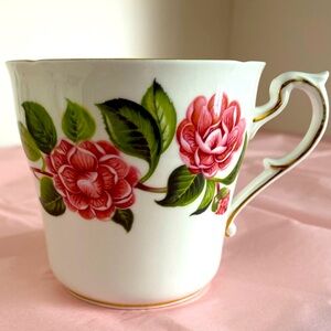 VTG Paragon Bone China Coffee Mug Pink and Green Florals “Reine des Beautes”